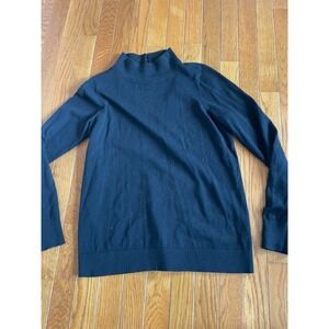 LOFT Sweater Womens Small Black‎ Wool Viscose Nylon Blend Turtleneck Open Back